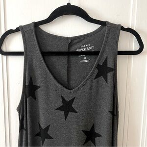 Torrid Super Soft Knit Tank Top Grey with Black Stars